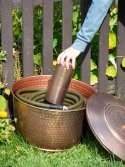 Hammered Copper Hose Pot With Lid -Garden Tools Shop 8613311 0019